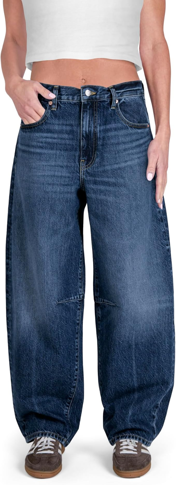 Womens Baggy Barrel Jeans Wide Leg Mid Rise Premium Denim Pants | Amazon (US)