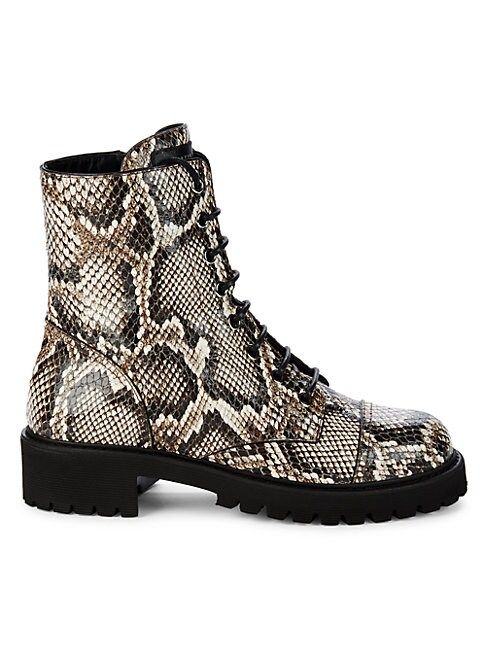 Snakeskin-Print Leather Combat Boots | Saks Fifth Avenue OFF 5TH