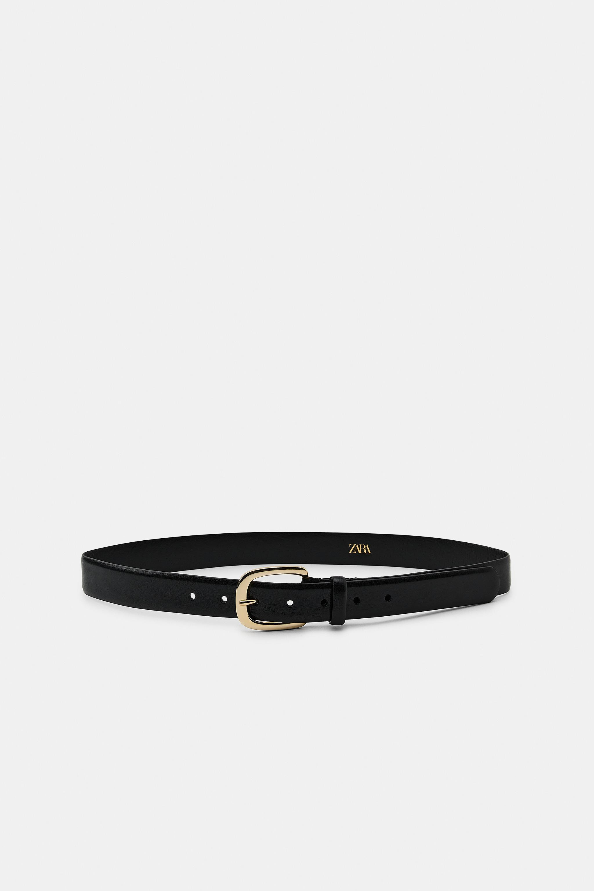 100% LEATHER BELT WITH SQUARE BUCKLE | Zara US