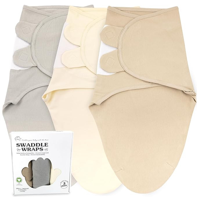Baby Swaddle Blanket Wrap, 3-Pack Newborn Organic Swaddle Sack, Baby Swaddles 0-3 Months, Swaddle... | Amazon (US)