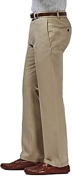 Haggar Men's Premium No Iron Khaki Straight Fit Flat Front Casual Pant | Amazon (US)