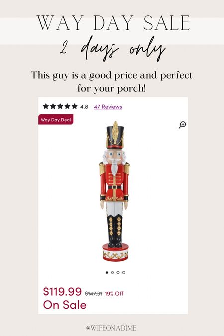 Life size nutcracker! Way Day Sale find. Love this guy. 

#LTKHoliday #LTKHolidaySale #LTKhome