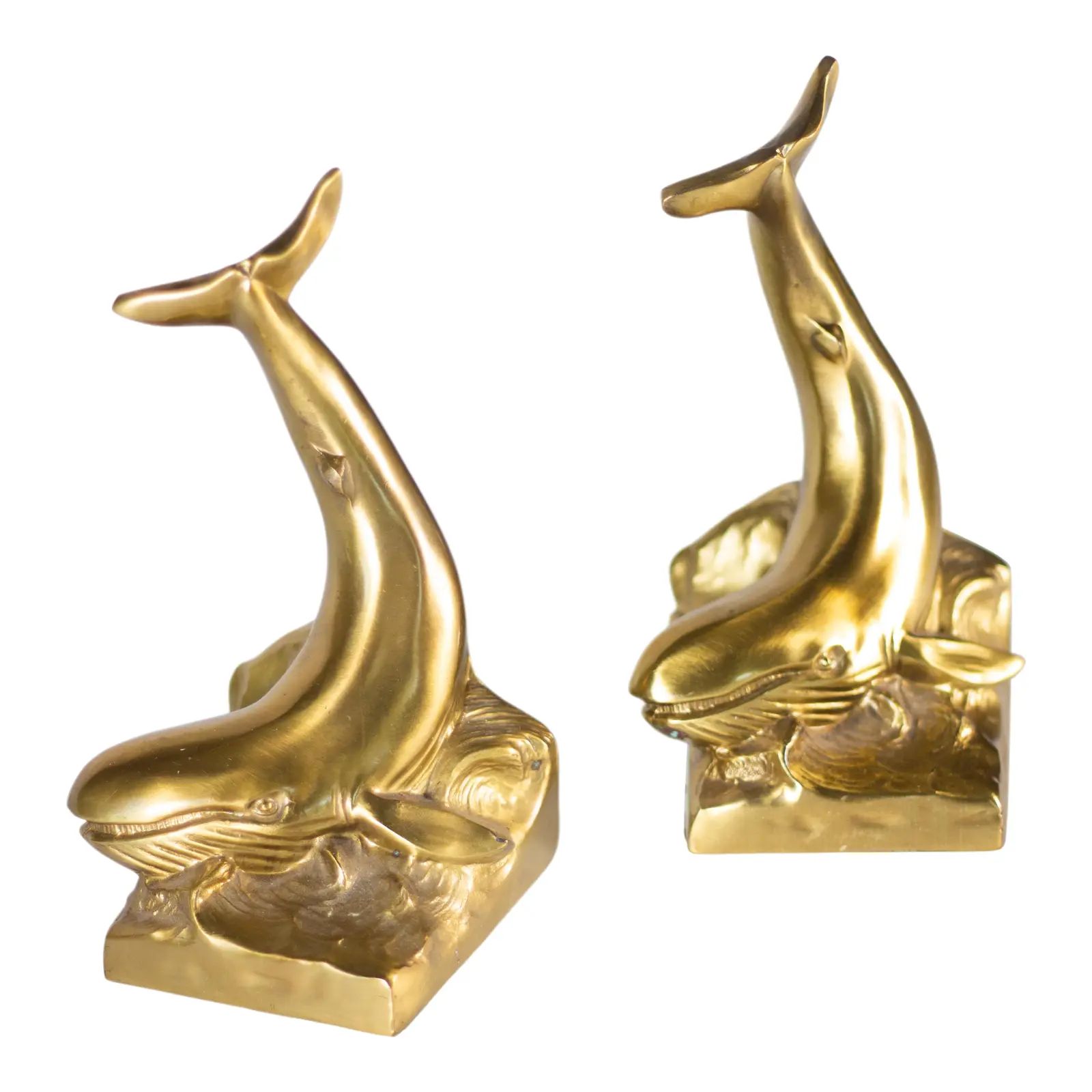 1960s Metal Brass Whale Bookends - a Pair | Chairish