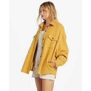 Billabong Anytime Shacket Oversized Button-Through Jacket Yellow Size M/10 NWT | Poshmark