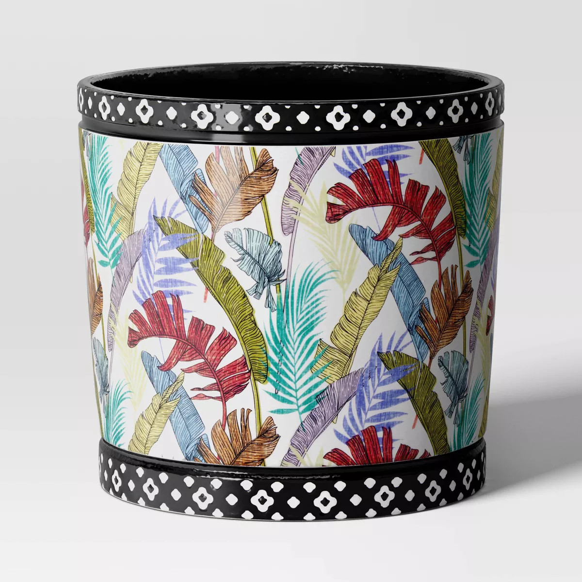 Floral Ceramic Indoor Outdoor Planter Pot 8.11"x8.11" Black - Threshold™ | Target
