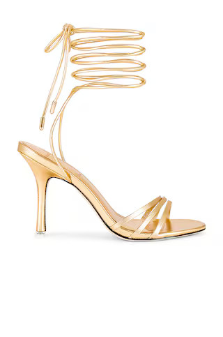 BLACK SUEDE STUDIO Leandra Heeled Sandal in Gold Metallic from Revolve.com | Revolve Clothing (Global)