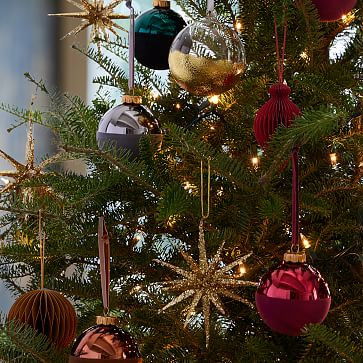 Leafed Glass Ball Ornaments (Set of 3) | West Elm (US)