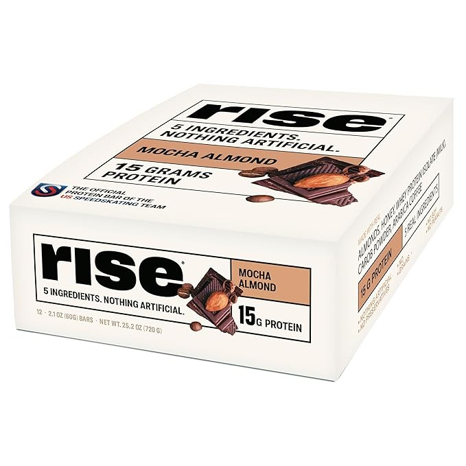 Rise Whey Protein Bars - Mocha Almond | Breakfast Bar & Protein Snack 15g Protein 4g Fiber Just 5... | Amazon (US)
