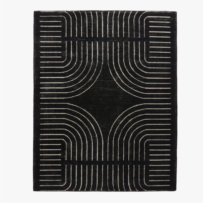 Asti Hand-Tufted Black and White New Zealand Wool Area Rug 6'x9' | CB2