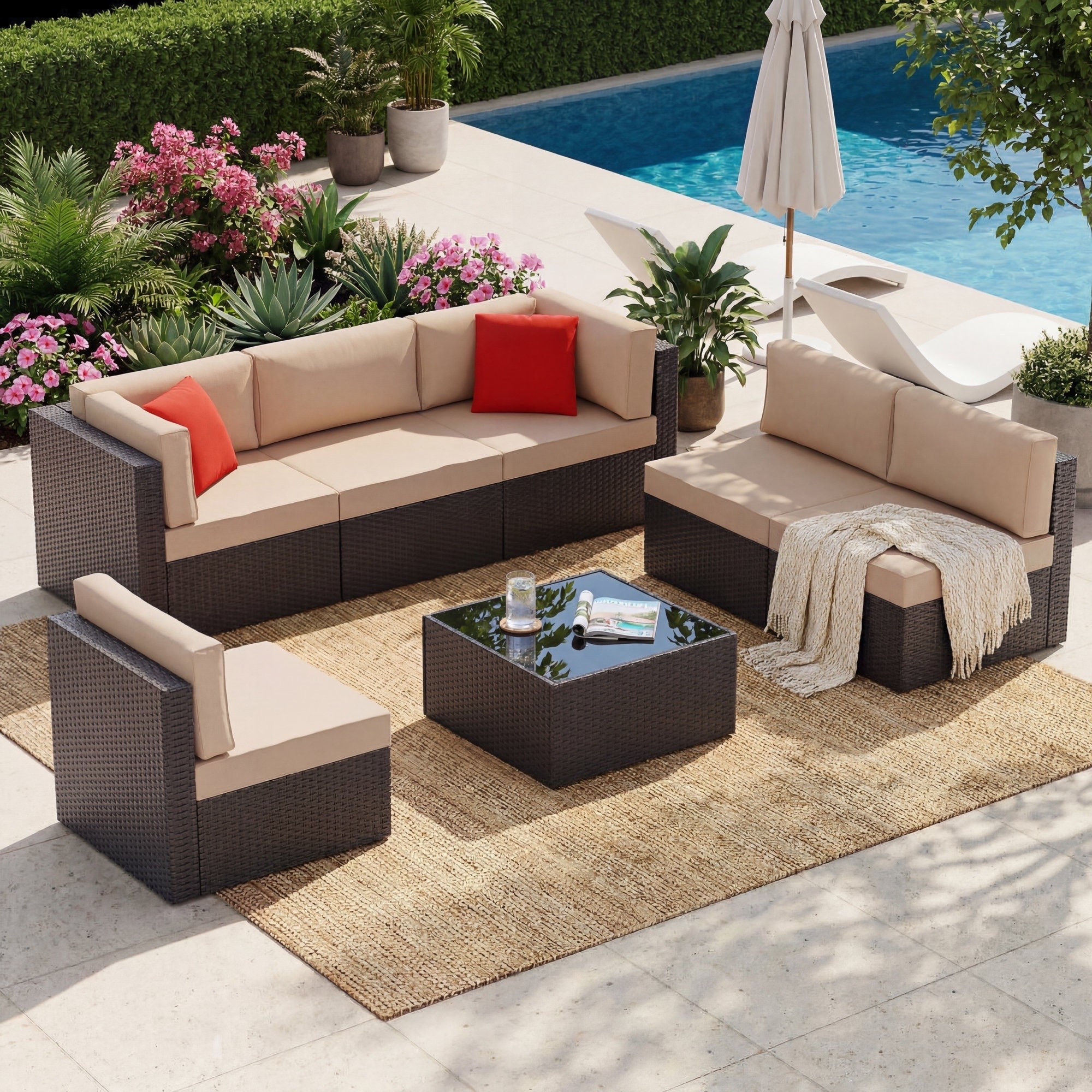 Inspired by upscale outdoor retreats, the Modular 7-Piece Outdoor Rattan Seating Set transforms your patio, deck, or backyard into a stylish space for relaxing and entertaining. Featuring a versatile modular design, handwoven rattan, and plush cushions, it’s perfect for creating your ideal outdoor oasis. ON SALE and under $500.

Ideas:

* luxury patio inspiration
* outdoor living ideas
* backyard makeover
* resort-style outdoor décor
* patio entertaining

#LTKSeasonal #LTKSaleAlert #LTKHome