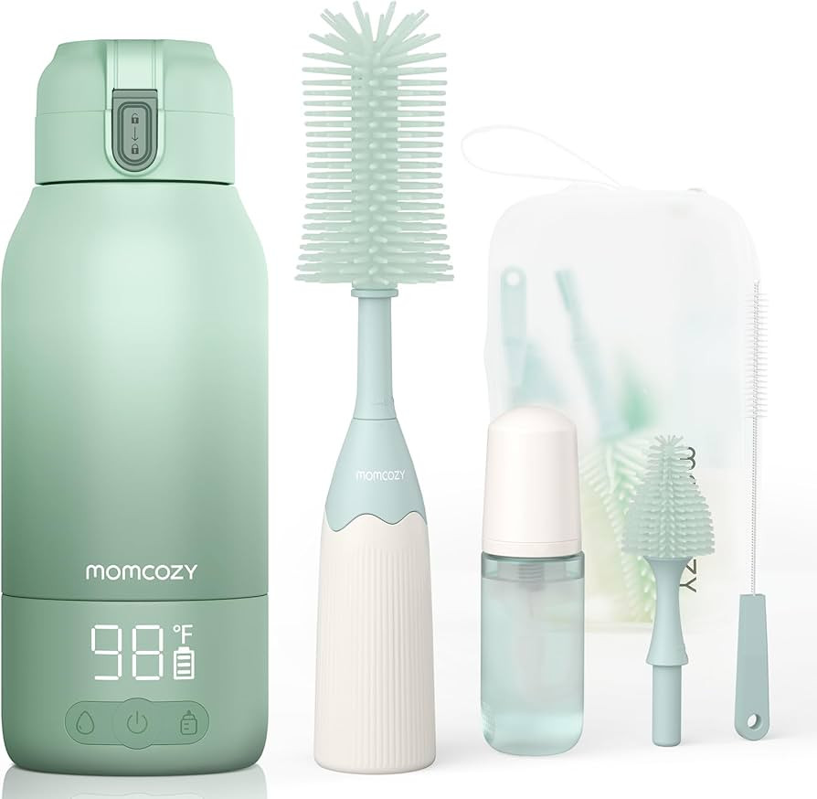 Momcozy Portable Milk Warmer for Travel & Bottle Brush Kit | Amazon (US)