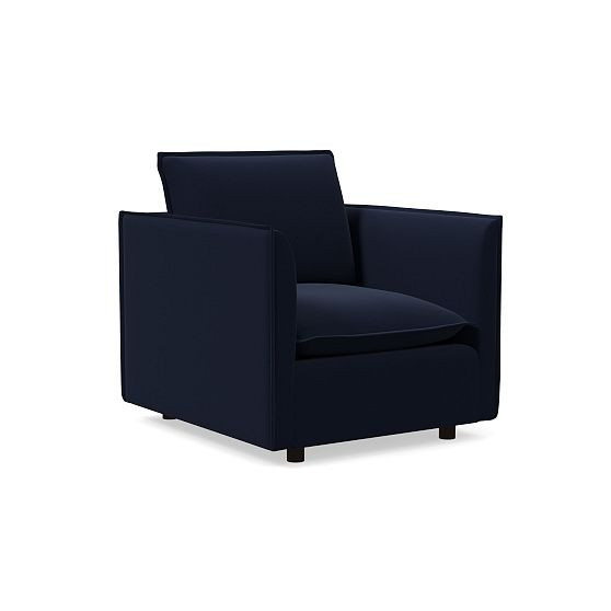 Whitman Chair, Performance Distressed Velvet, Ink Blue | West Elm (US)