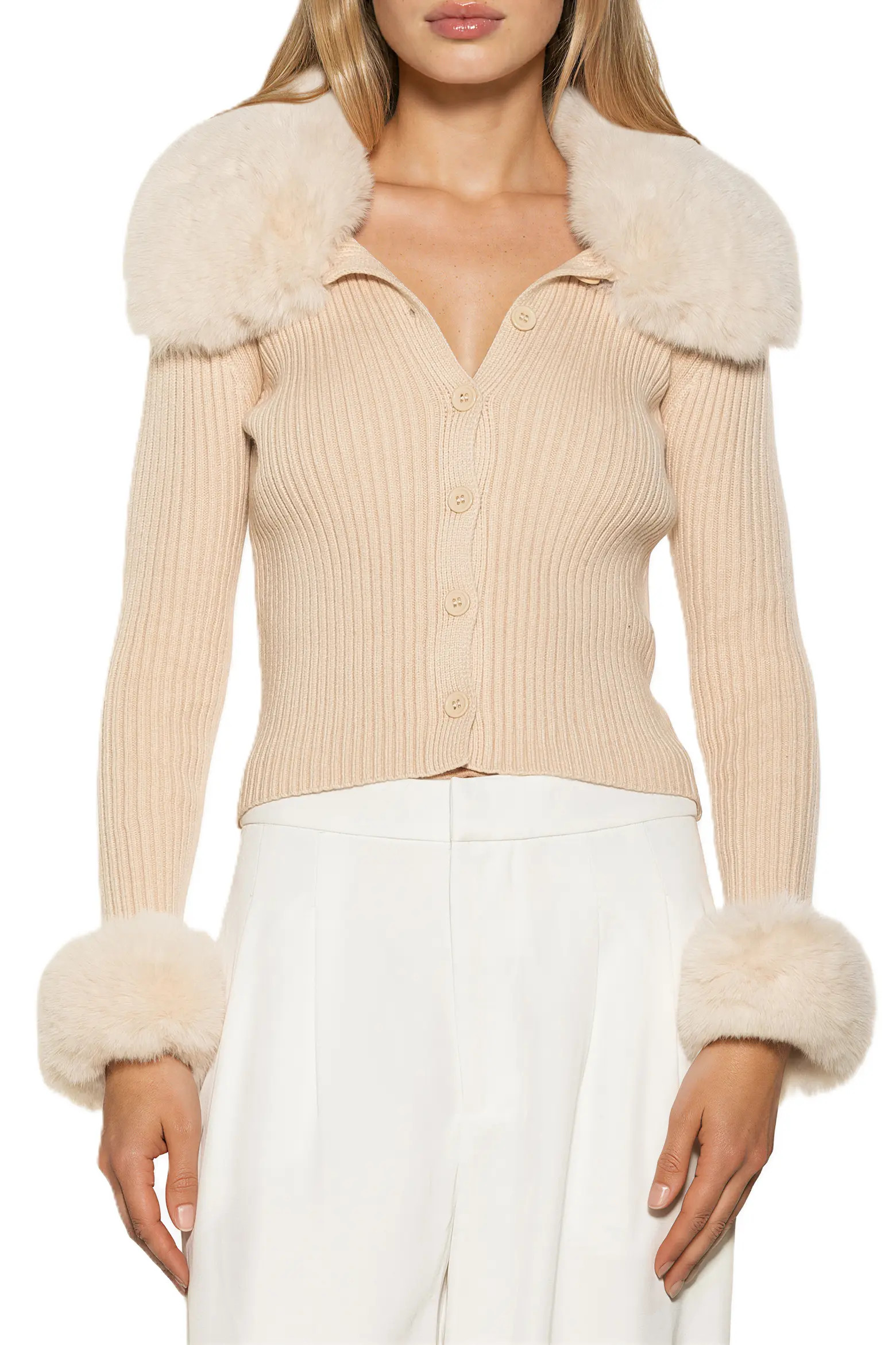 Alexia Admor Taytum Button-Down Cardigan with Faux Fur Trim (Women) | Nordstromrack | Nordstrom Rack