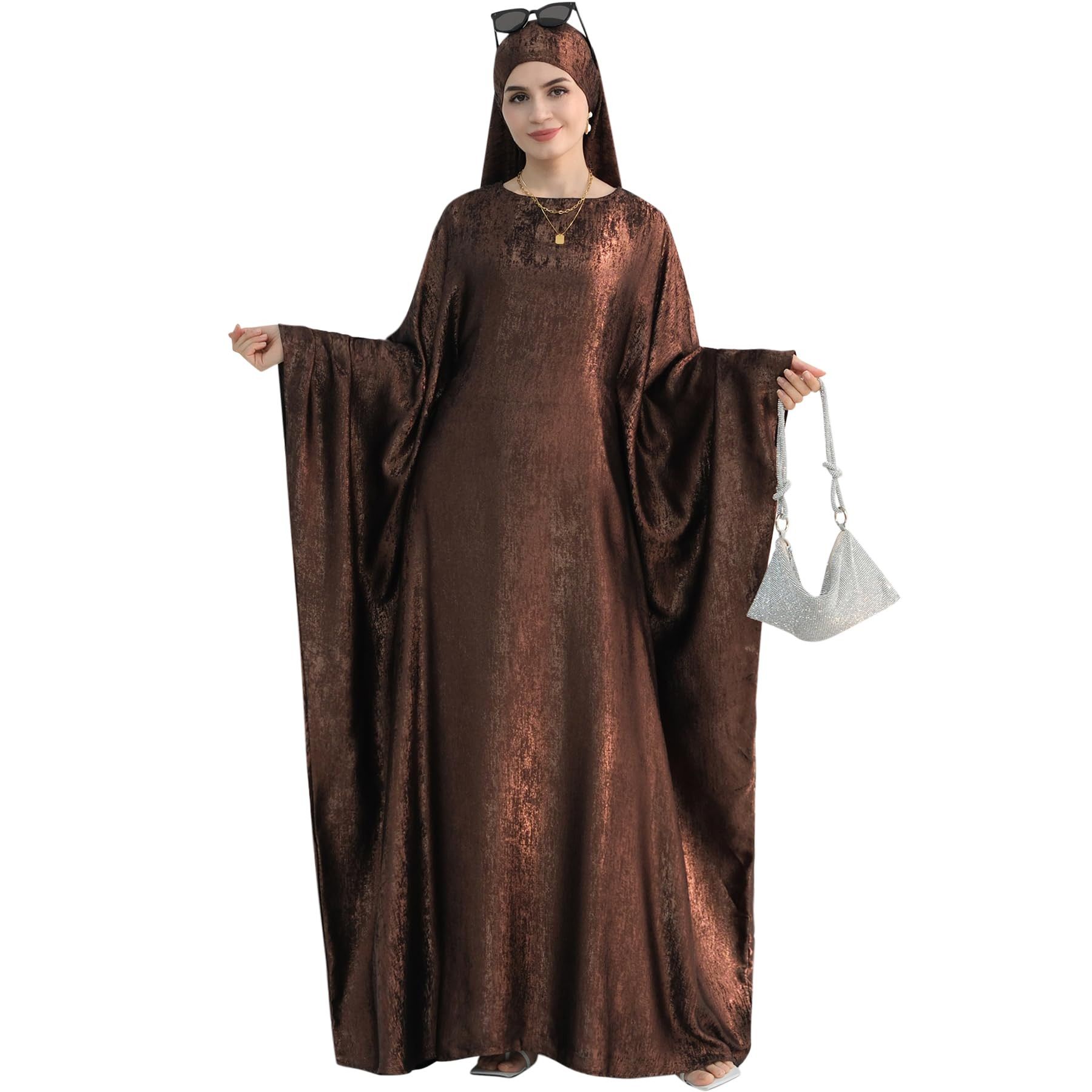 khalat Muslim Abaya Dress Women Summer Lightweight Satin Prayer Dress Batwing Sleeve Islamic Duba... | Amazon (CA)