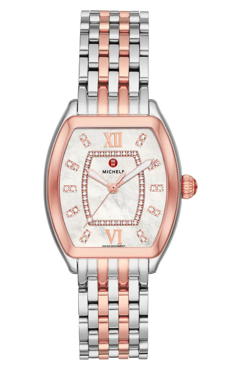 Relevé Two-Tone Diamond Dial Watch Head & Interchangeable Bracelet, 31mm x 32mm | Nordstrom Rack