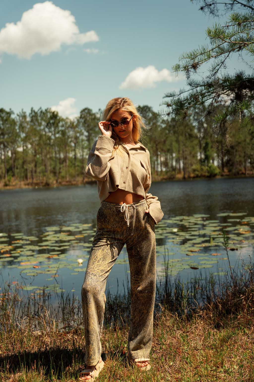 Waffle Cropped Button Up | Tribe Kelley