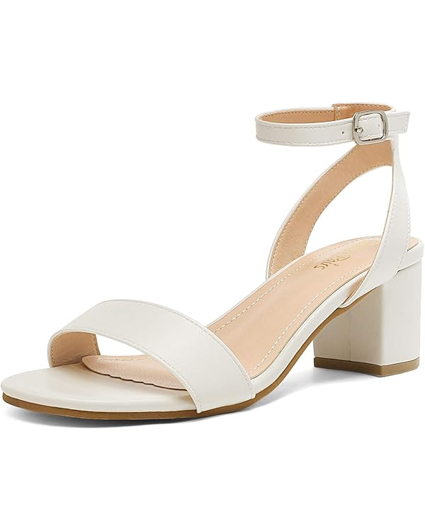 DREAM PAIRS Women's Open Toe Ankle Strap Low Block Chunky Heels Sandals Party Dress Pumps Shoes | Amazon (US)