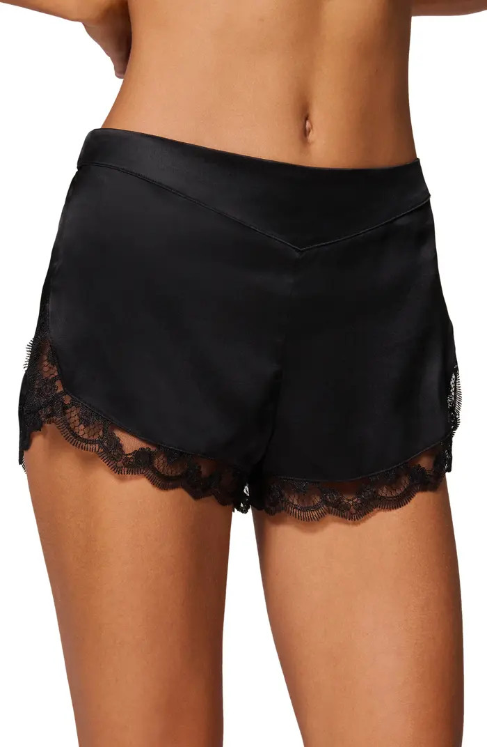 Love Me Lace Trim Silk Blend Shorts | Nordstrom