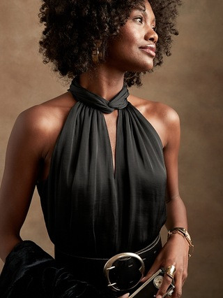 Satin Twist-Neck Top | Banana Republic (US)