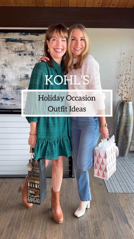 Festive occasions are right around the corner!! @kohls takes away any outfit planning stress with everything you need to look stylish this holiday season!🦃🎄🍾🥳 
1️⃣ This cute green dress is perfect for Thanksgiving or any daytime Christmas celebration! Love it with these cognac high boots! 
2️⃣ We love this sparkly white sweater with denim for daytime, or it can be dressed up for night! 
3️⃣ The halter jumpsuit of our dreams! This jumpsuit will take you to any holiday party in style!! It’s so flattering and fun in red or black velvet! 
@kohls has all the style at the best price point! Check out Kohl’s for all your holiday outfit needs, and shop during a Kohl’s Cash earning period to earn $10 Kohl’s Cash on every $50 you spend!👏🏼❤️
HOW TO SHOP OUR LOOKS:
Shop outfit details from our Kohl’s Storefront—link in our stories!
#kohlspartner #kohlsfinds #kohl

Holiday dress, Nye outfit, party outfit, jumpsuit, velvet jumpsuit, red jumpsuit, holiday outfit, budget friendly 

#LTKHoliday #LTKfindsunder50 #LTKover40