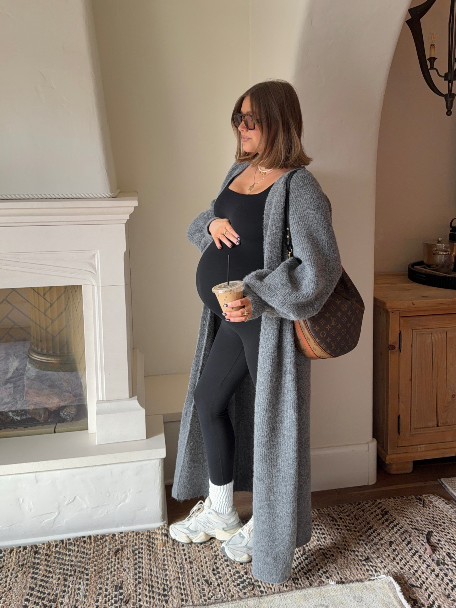 Size small in both romper (one piece) and sweater - plenty of room in the romper it’s super stretchy and loose I sized down. Typically a medium so it’s really big. Linked a bunch of similar sweaters 🫶🏼 Sneakers true to size! Amazon sunnies. Bracha code BRE15

#pregnancy #bumpstyle #amazon
