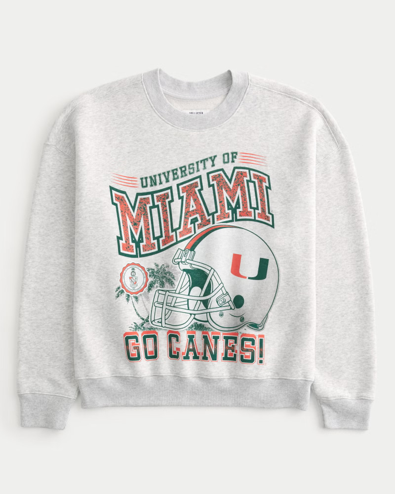 Boxy University of Miami Graphic Crew Sweatshirt | Hollister (US)