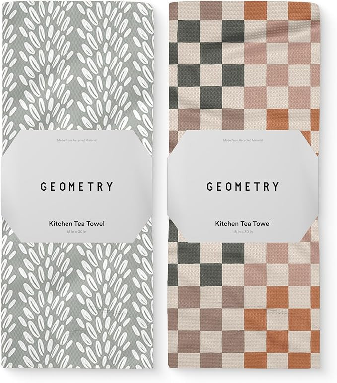 GEOMETRY Kitchen Tea Towels - Quick Dry Microfiber Dish Towels for Kitchen - Checkmate 18" x 30" ... | Amazon (US)