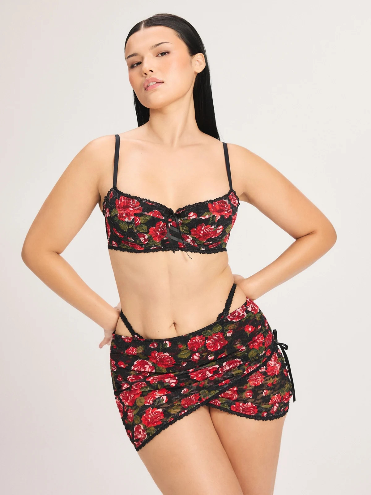 Sinful Rose Printed Lace Skirt | Savage x Fenty - North America