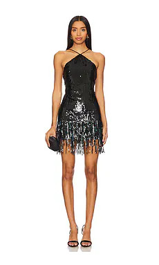 Lovers and Friends Massima Sequin Fringe Mini Dress in Black Sequin from Revolve.com | Revolve Clothing (Global)
