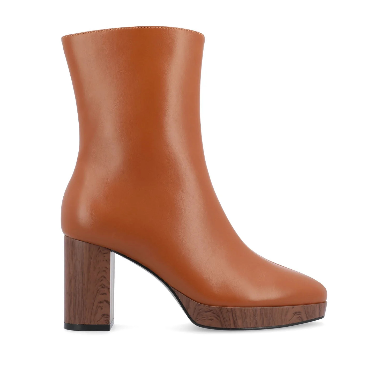 ROMER BLOCK HEEL BOOTIES IN WIDE - Cognac | Journee Collection