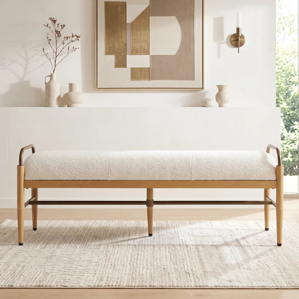 Modern Bench With Metal Frame | Wayfair North America