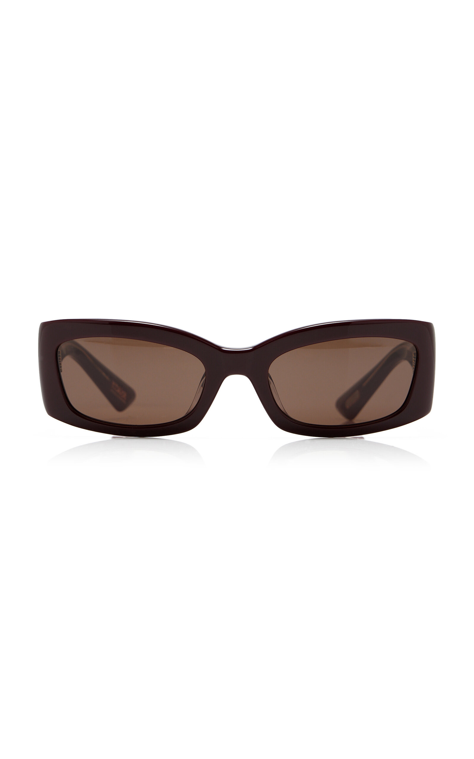 Khaite - x Oliver Peoples Rectangle-Frame Acetate Sunglasses - Burgundy - OS - Moda Operandi | Moda Operandi (Global)
