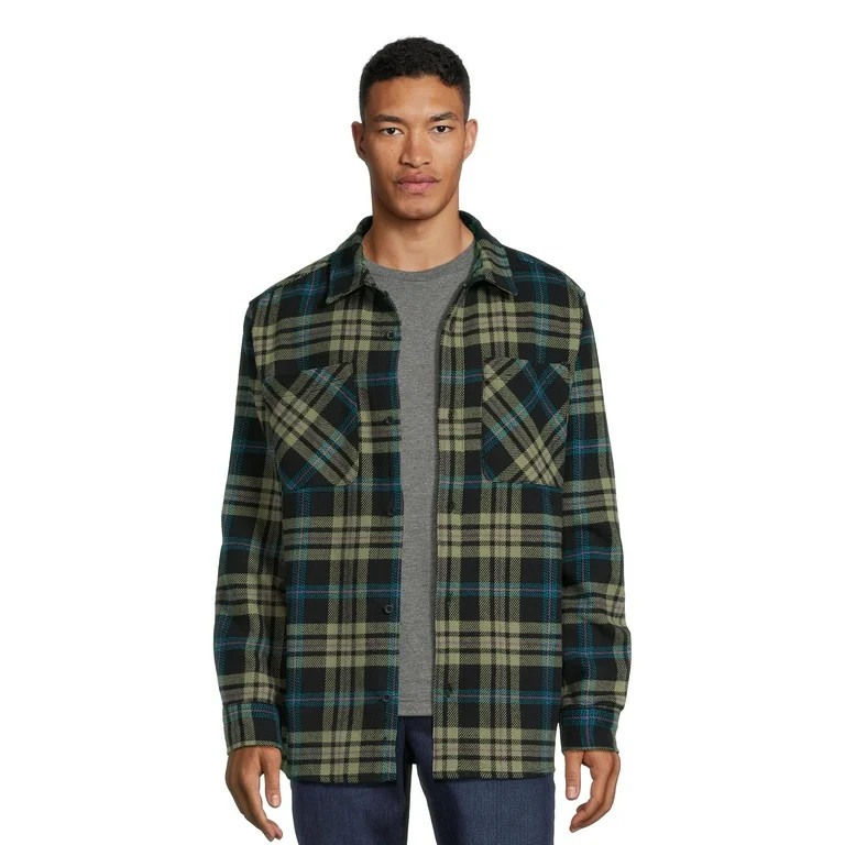 No Boundaries Men's Plaid Shacket - Walmart.com | Walmart (US)
