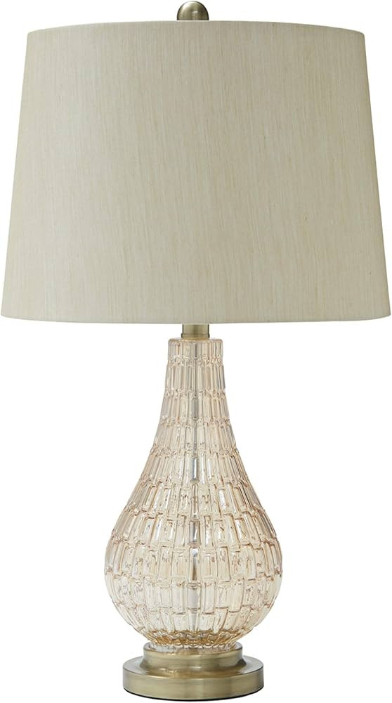 Signature Design by Ashley Latoya Contemporary 25" Curved Glass Table Lamp, Champagne | Amazon (US)
