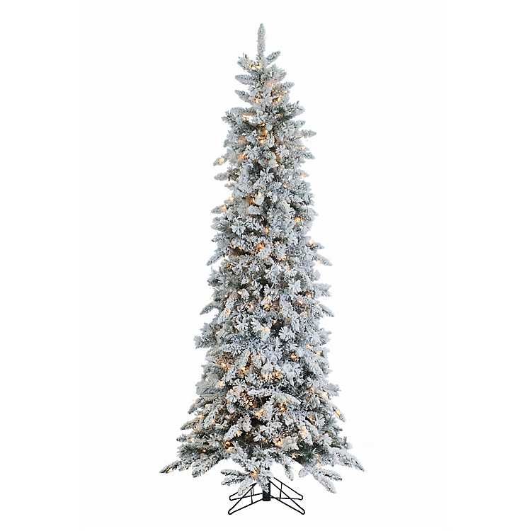 7.5 ft. Pre-Lit Flocked Pencil Pine Christmas Tree | Kirkland's Home