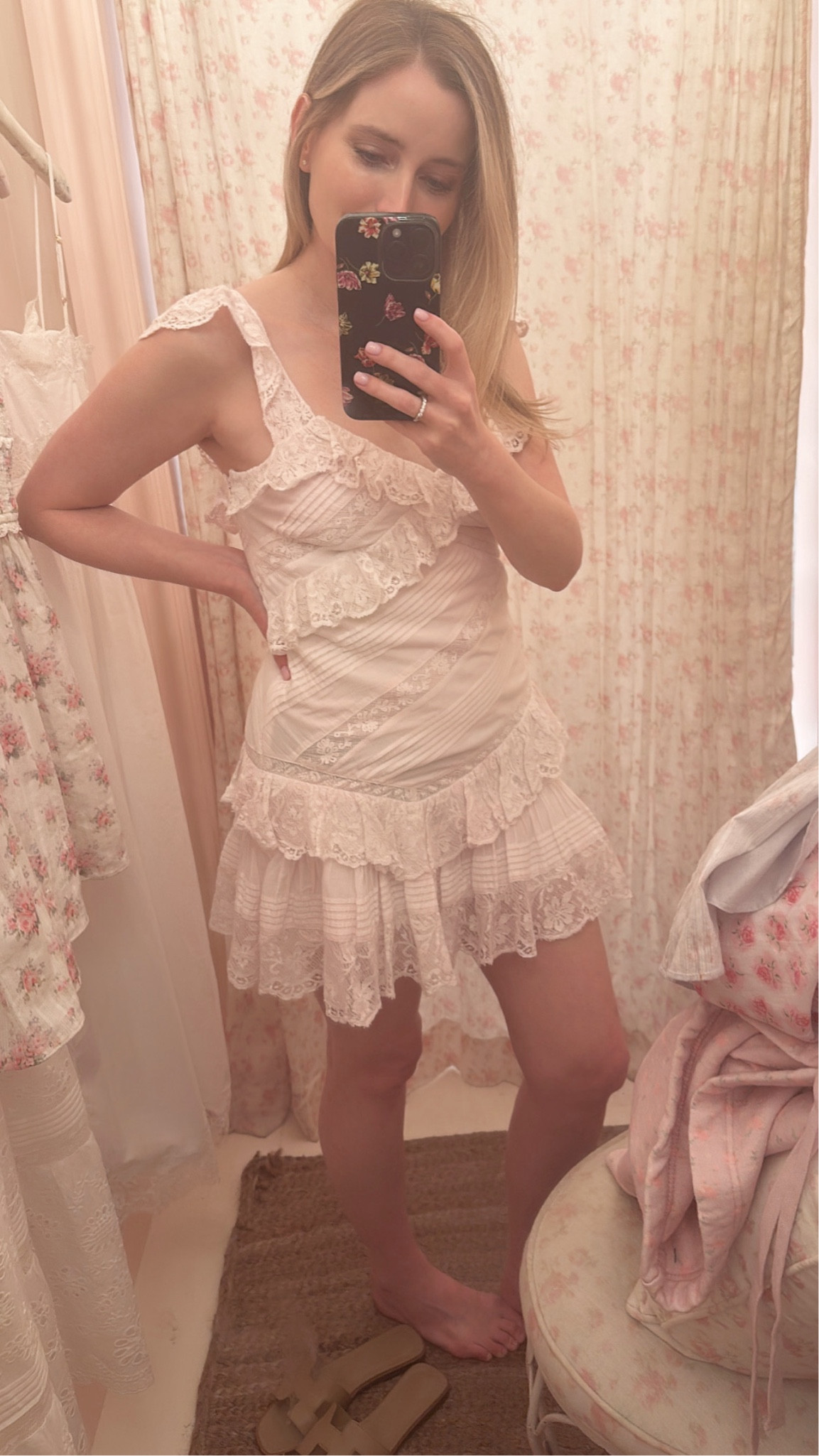 Sweetest little easy summer date night dress💕 so soft and comfy but fitted through the hip and bra optional🫶 #loveshackfancy #littlepinkdress #vacationoutfit #Hermes 

#LTKOver40 #LTKSeasonal #LTKFestival