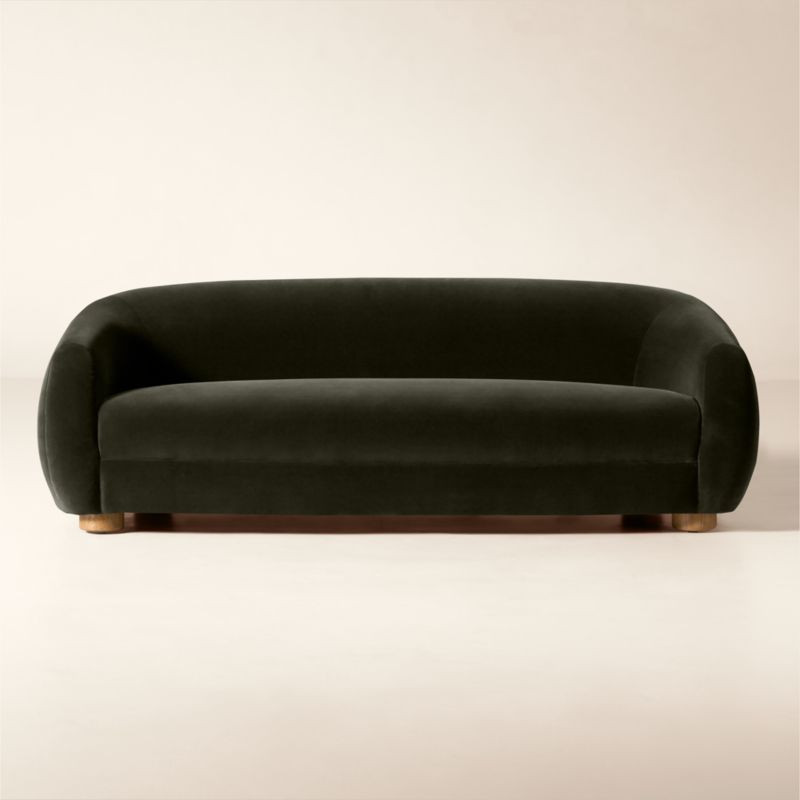 Laszlo 80" Dark Grey Velvet Apartment Sofa | CB2