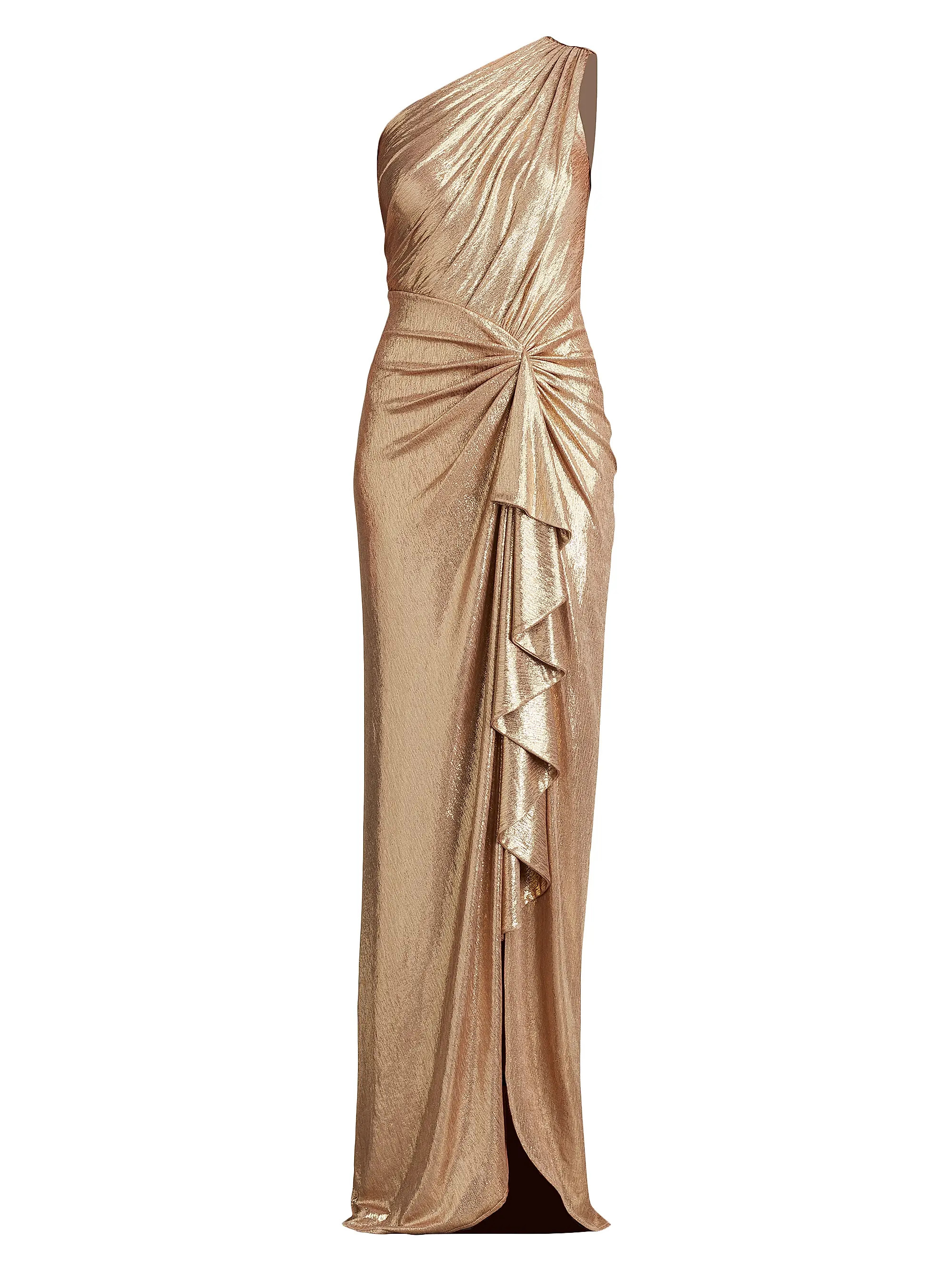 One-Shoulder Metallic Jersey Gown | Saks Fifth Avenue