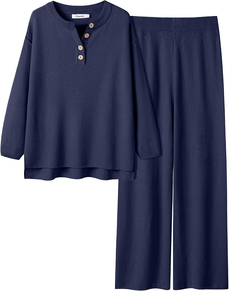 ANRABESS Women 2 Piece Outfits Oversized Loose Waffle Knit Sweater Set 2024 Fall Trendy Matching ... | Amazon (US)