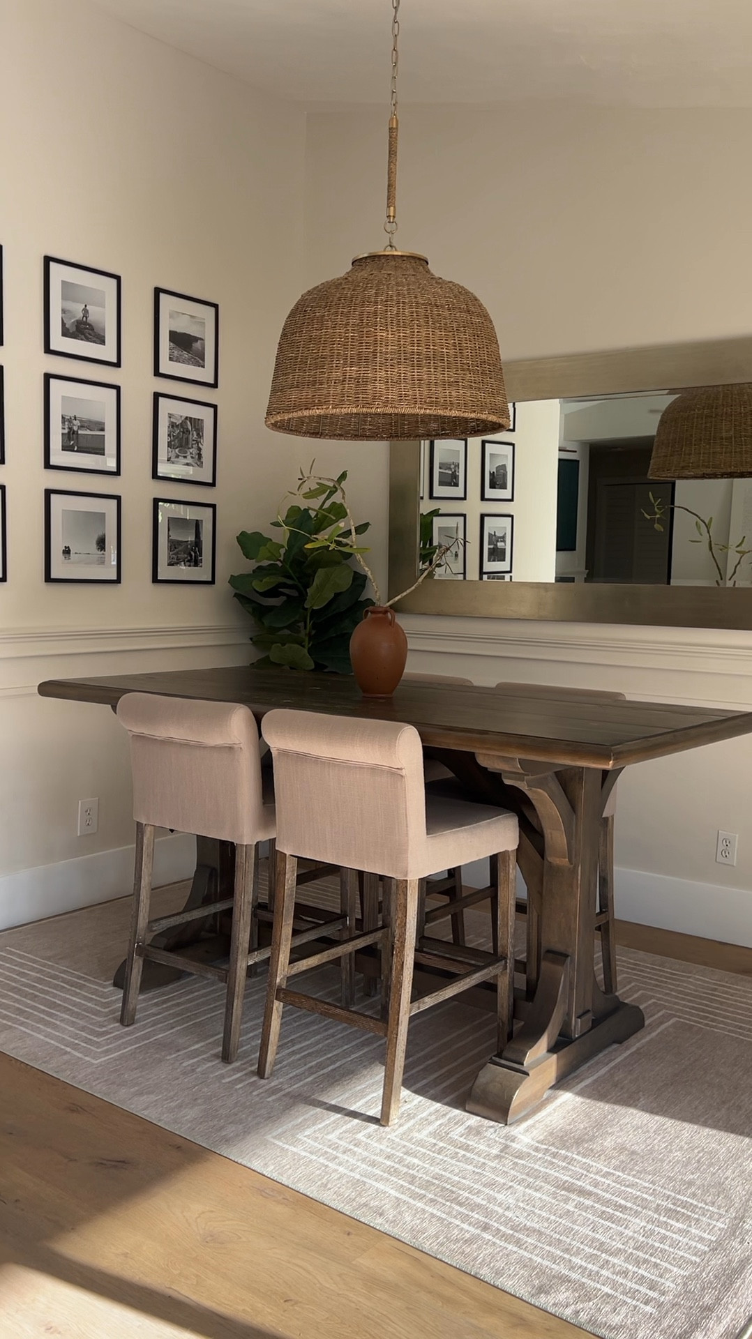 Dining area, picture frames on Amazon. Linked on instagram profile @houseof.mkd . Mirror and table are 10 years old from city furniture. 

#LTKstyletip #LTKhome