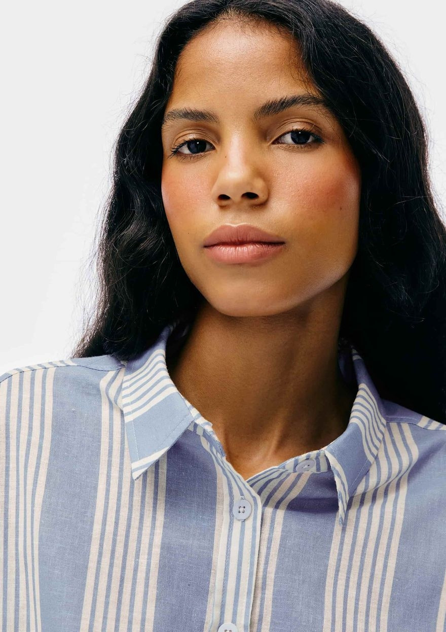 camisa feminina manga longa fio tinto - azul | Hering (BR)