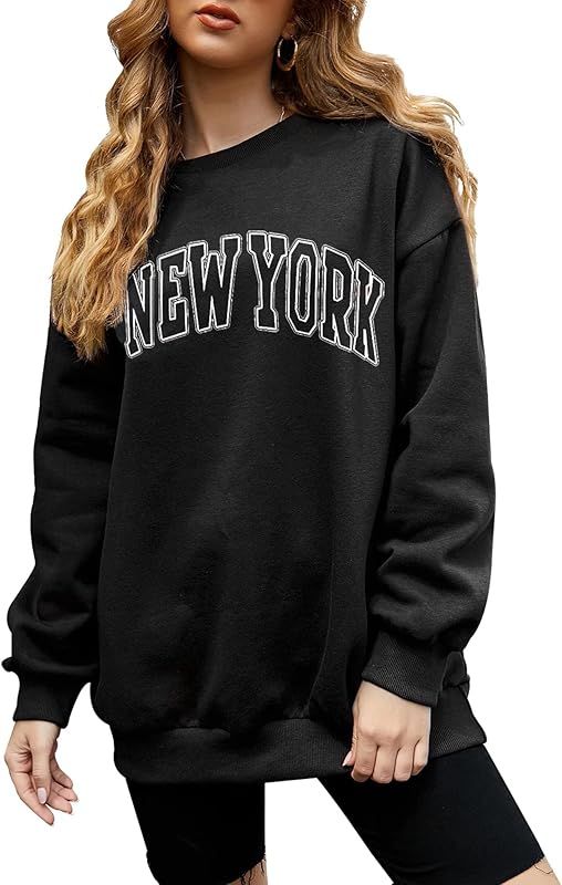 Tunic Sweatshirts for Women Crewneck Oversized Pullover Sweat Shirts for Teen Girls Long Sleeve L... | Amazon (US)