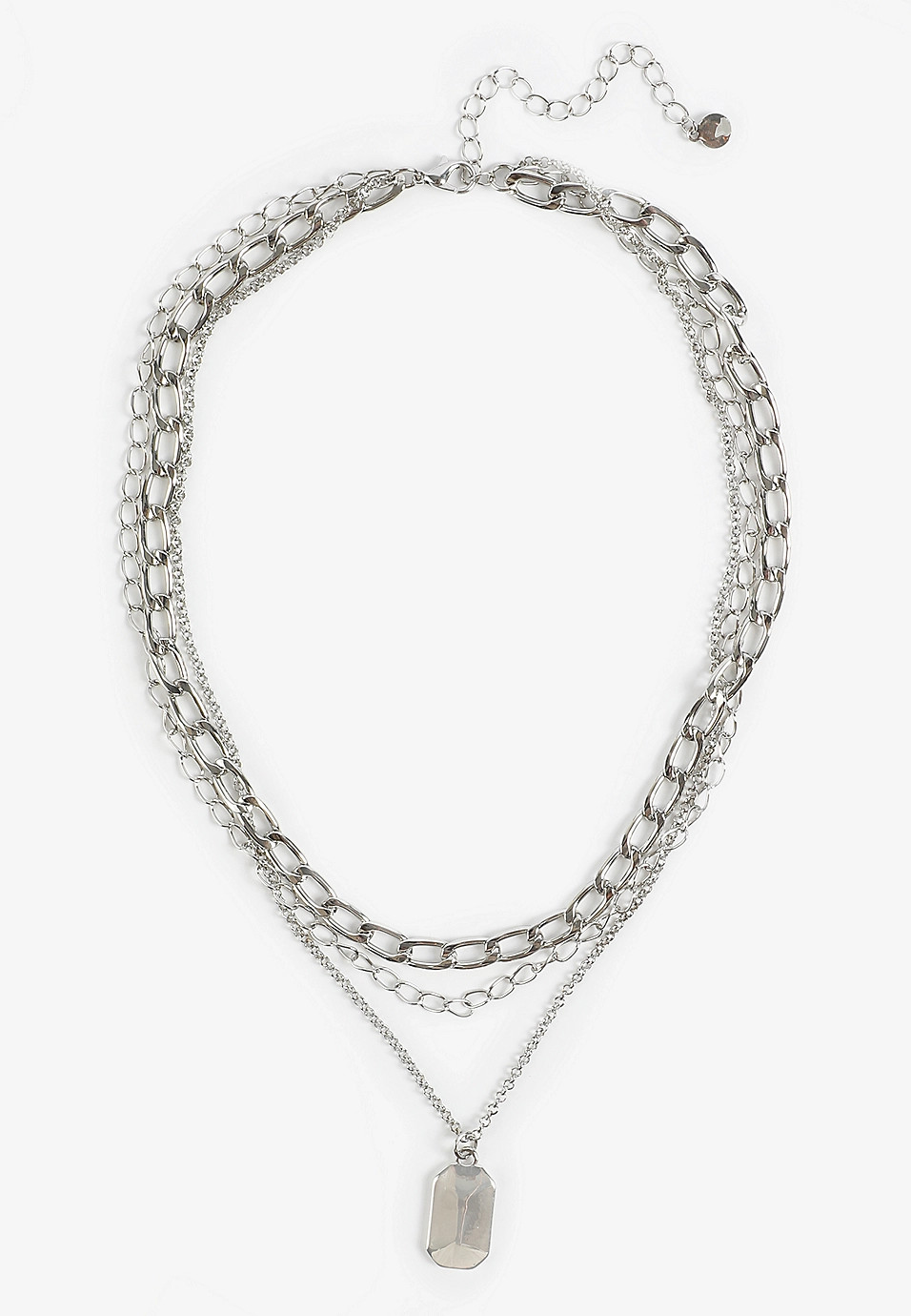 Silver Tag Pendant Layered Necklace | Maurices