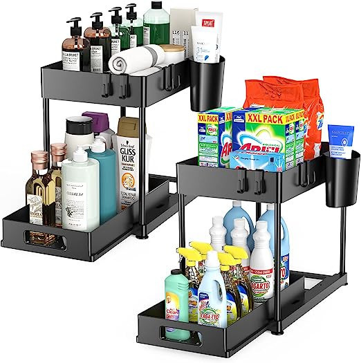 Kjfeoiye Under Sink Organizers and Storage, 2 Pack Large Capacity Heavy Load Pull-out Under Sink ... | Amazon (US)