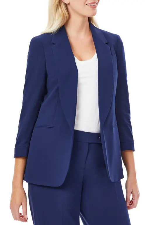 Jones New York Three-Quarter Sleeve Blazer in Jones Navy at Nordstrom, Size Small | Nordstrom