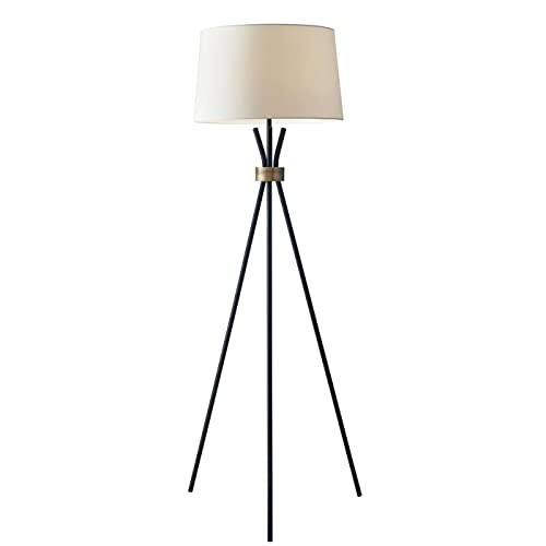 Adesso 3835-01 Benson Floor Lamp, 60 in., 150W Incandescent, Equivalent CFL, Black w/Antique Brass Accent, 1 Tripod Lamp | Amazon (US)