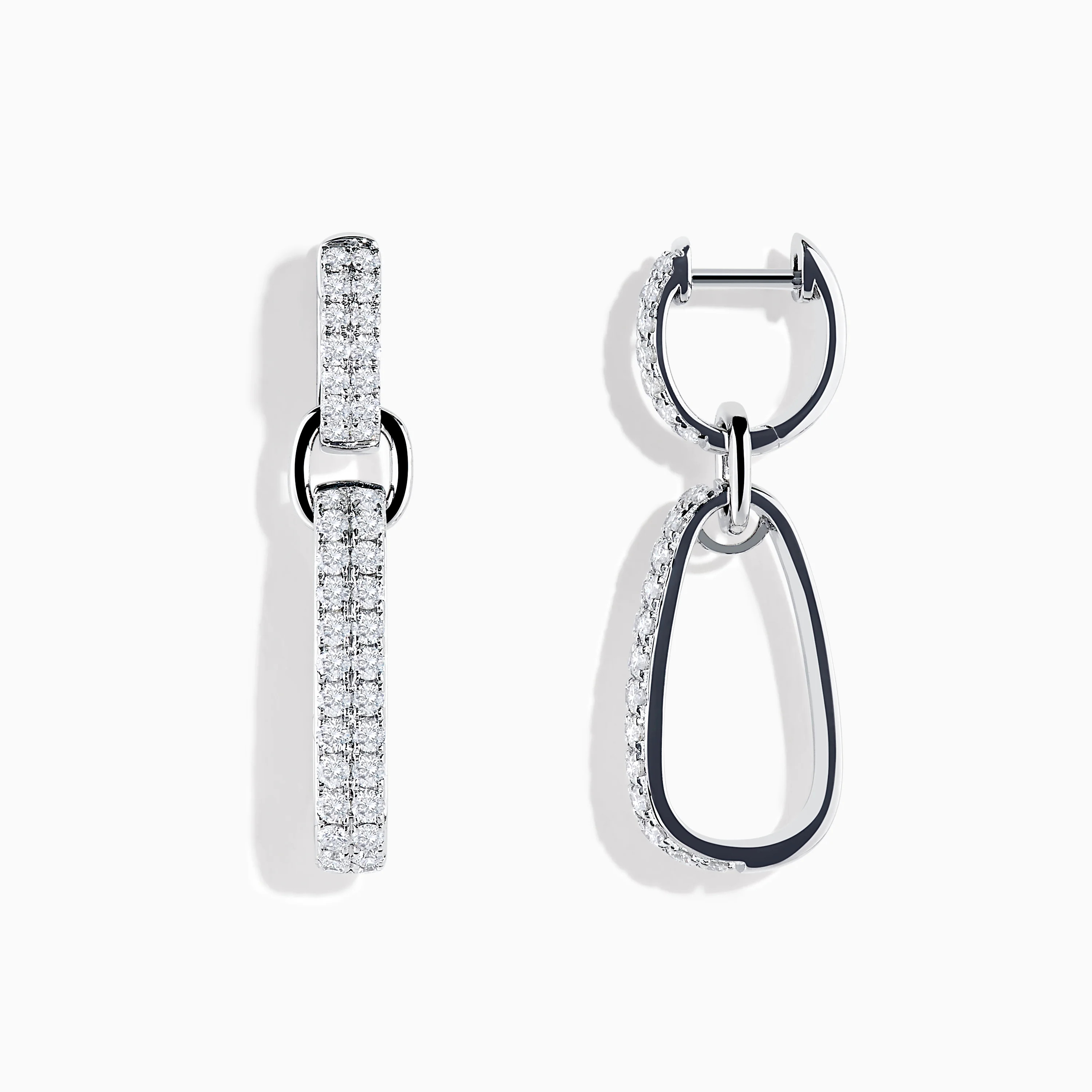 Pave 14K White Gold Diamond Interlocking Hoop Earrings | Effy Jewelry