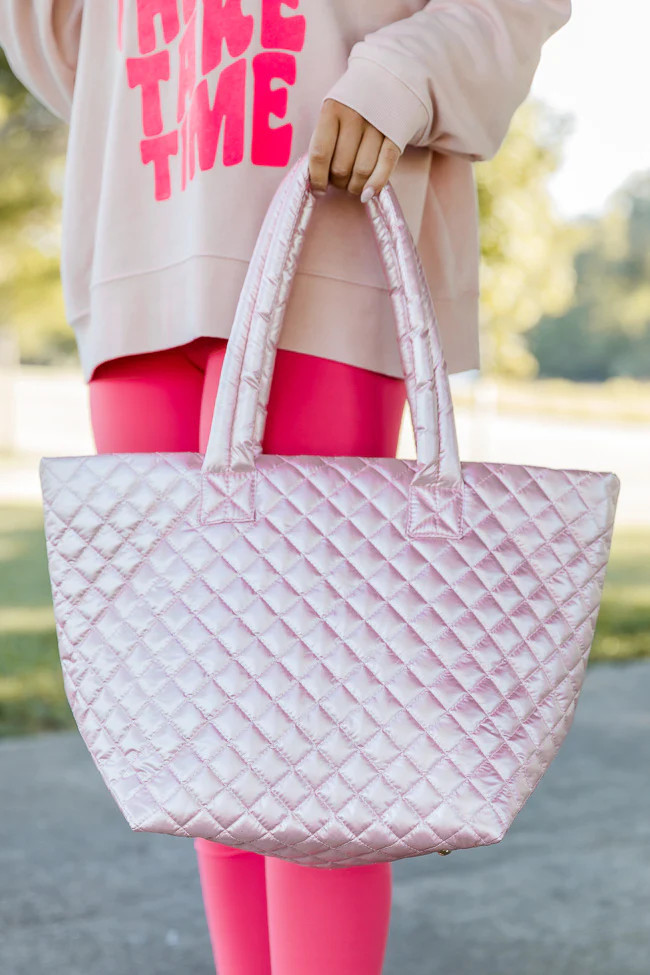 Chase After You Blush Quilted Tote DOORBUSTER | Pink Lily
