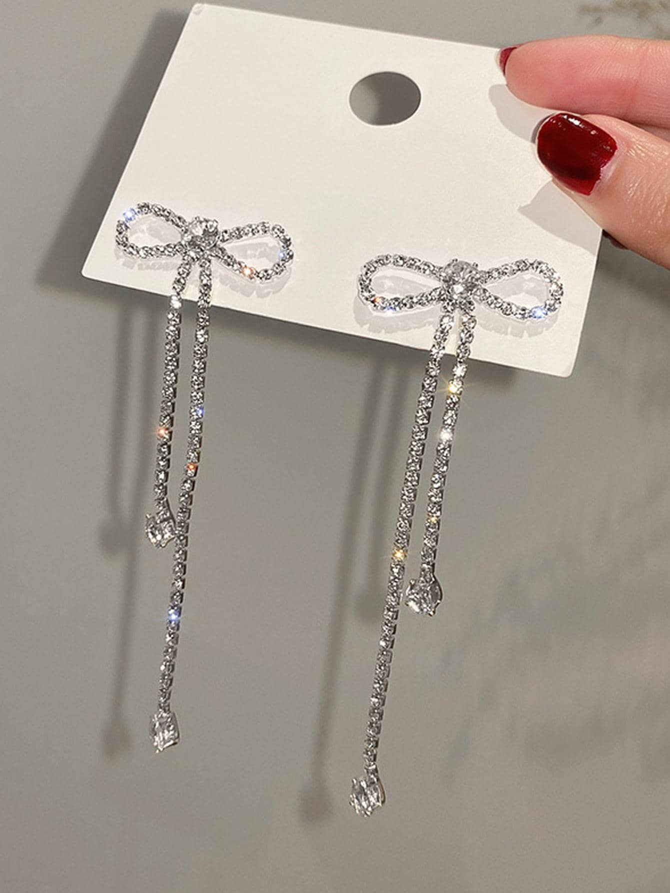 Rhinestone Bow Decor Earrings | SHEIN