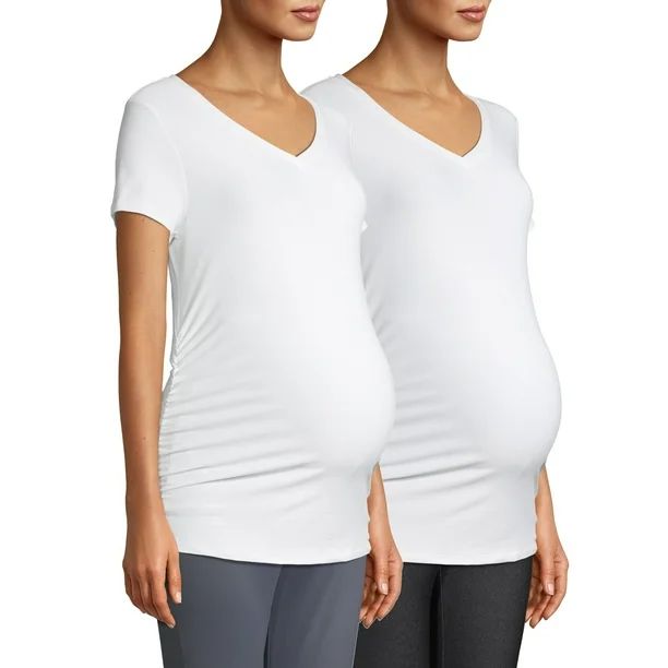 Time and Tru Maternity Basic Short Sleeve T-Shirt, 2-Pack | Walmart (US)